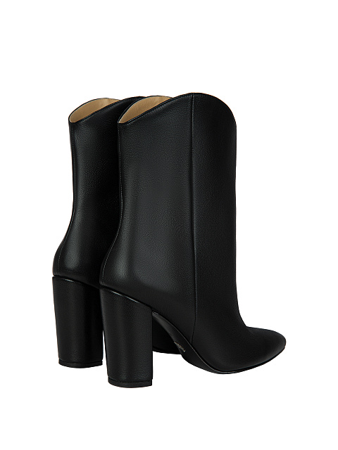 Black Leather Heeled Ankle Boots, 3