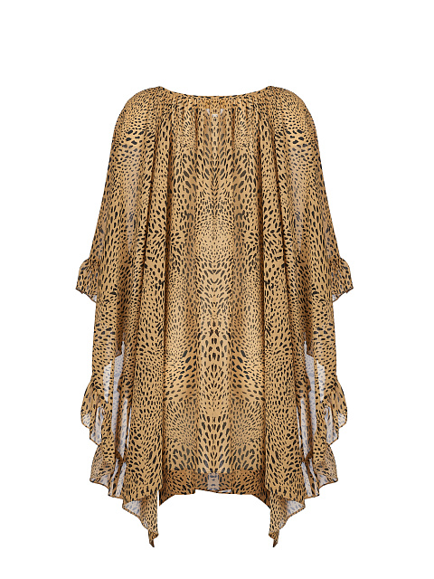 Leopard Printed Rayon Ruffled Mini Dress, 2