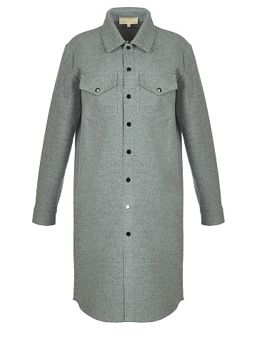 Grey Wool Long Overshirt, 1
