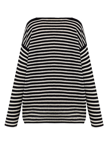 Black & White Striped Cashmere Pullover, 2