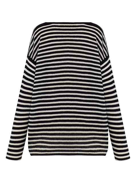 Black & White Striped Cashmere Pullover, 2