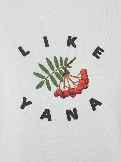 White T-shirt with print and black piping, 3