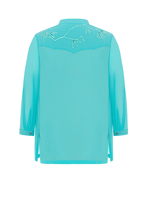 Turquoise Embroidered Chiffon Shirt, 2 Turquoise Embroidered Chiffon Shirt, 2