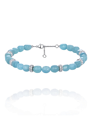 Aquamarine, Silver & Cubic Zirkonia Necklace, 1