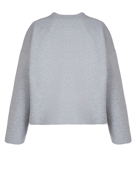 Printed Grey Cotton Cropped L/S T-Shirt, 4