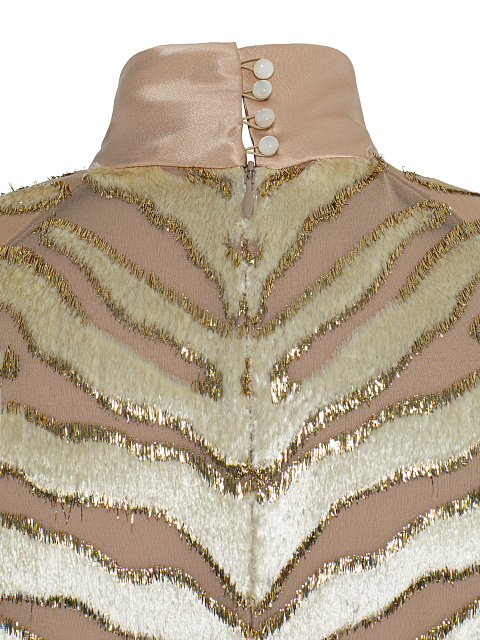 Beige devoré velvet midi dress, 5 Beige devoré velvet midi dress, 5