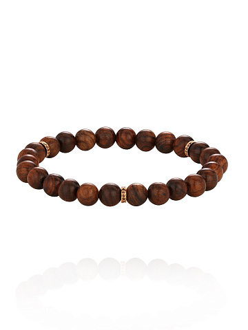 Bead Agar Wood, Round Smoky Quartz & Rose Gold Bracelet, 1