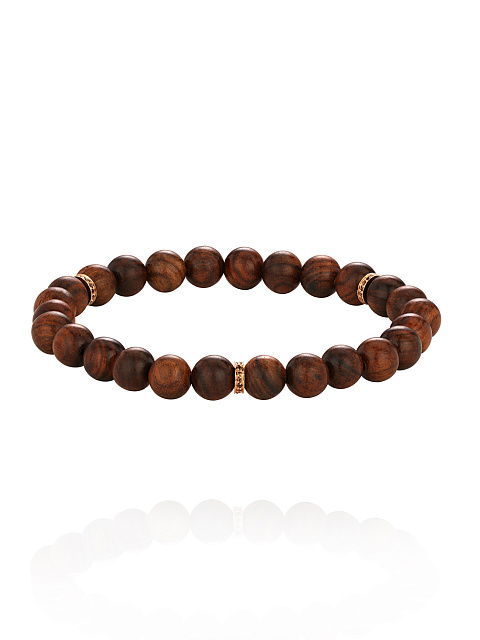 Bead Agar Wood, Round Smoky Quartz & Rose Gold Bracelet, 1