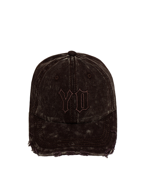 Brown Suede Trim YD Washed Denim Cap, 2