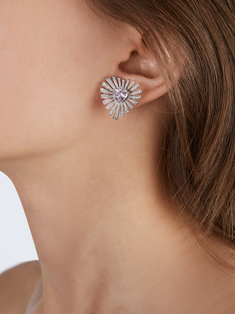 White Gold & Spinel & Diamond Earrings, 3