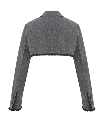 Grey Washed Denim Bolero Jacket, 2