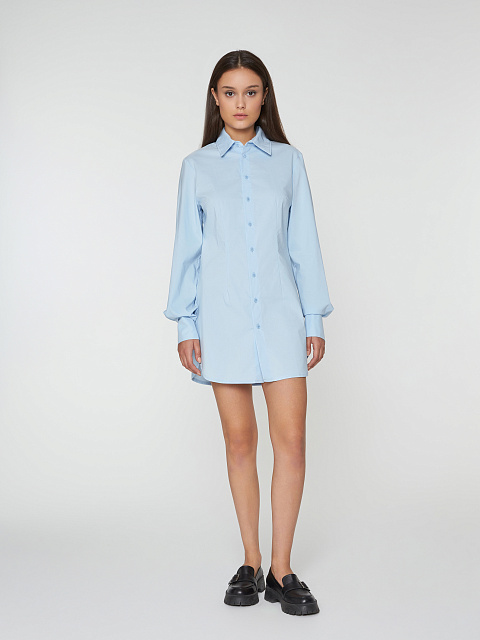 Light Blue Poplin Shirt Dress, 6