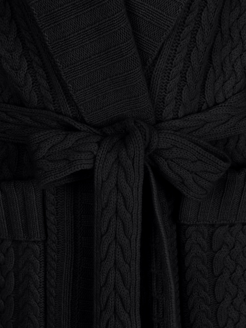 Black Merino Wool & Cashmere Knitted Coat, 4