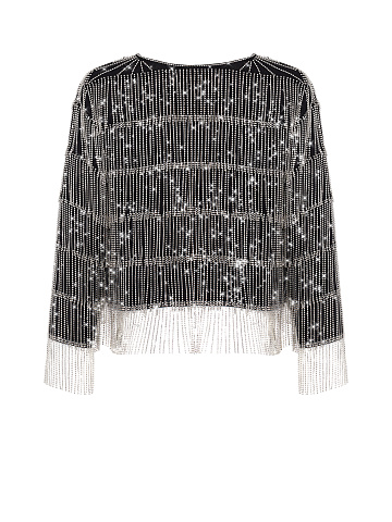 Black Rhinestones Chiffon Jacket, 2