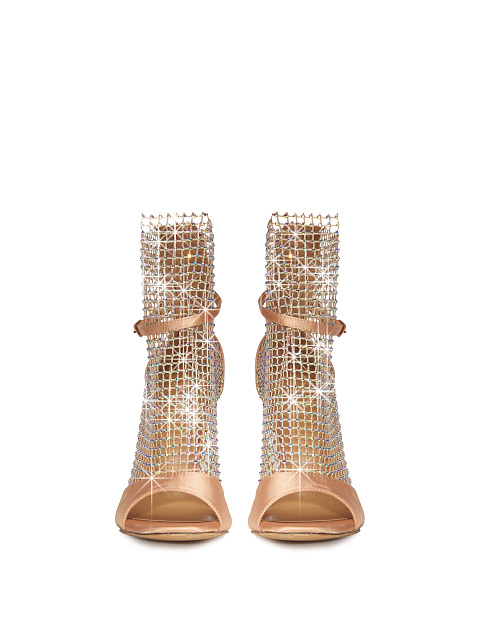 Golden Mesh Rhinestone Sandals, 2