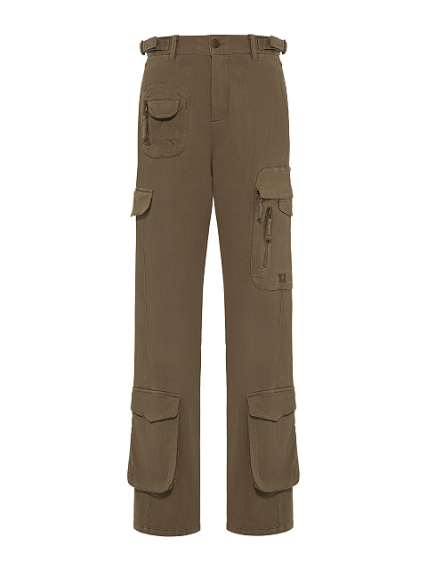 Khaki Cotton Cargo Pants, 1