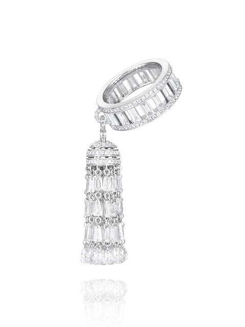 White Gold & Diamond Tassel Ring, 1