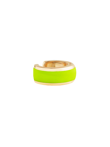 Wide yellow gold ear cuff with Lime enamel, 1