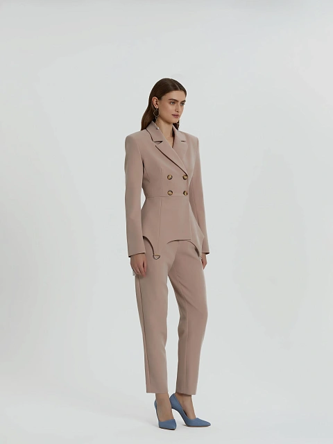 Pale Rose Double-Breasted Peplum Pantsuit, 6 Pale Rose Double-Breasted Peplum Pantsuit, 6