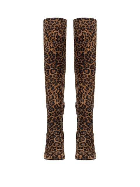 Leopard Suede Heeled Long Boots, 3
