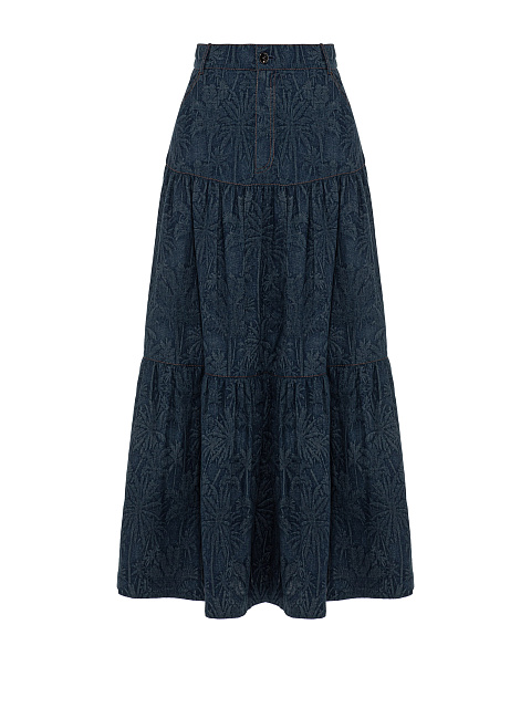 Blue Jacquard Midi Skirt, 1