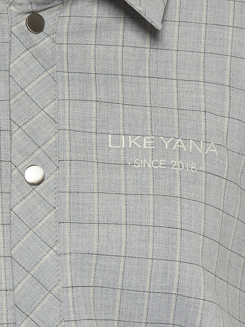 Light Grey Cotton Cropped Shirt, 4 Light Grey Cotton Cropped Shirt, 4