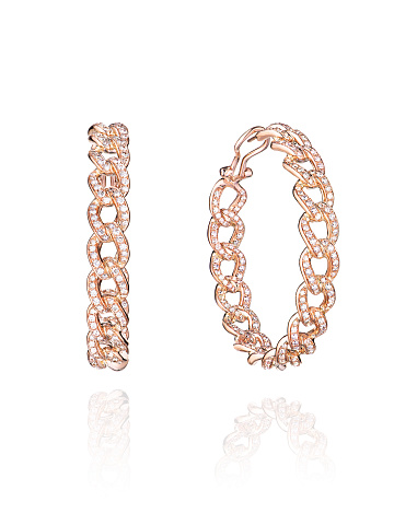 Rose Gold & Diamonds Hoop Earrings, 1