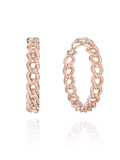 Rose Gold & Diamonds Hoop Earrings, 1