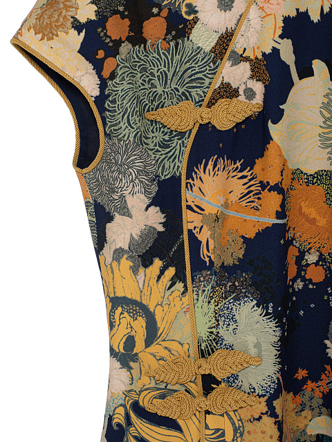 Navy Blue Floral Print Midi Dress, 7 Navy Blue Floral Print Midi Dress, 7