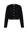 Кардиган укороченный из кашемира черного цвета, в стразах Кардиган укороченный из кашемира черного цвета, в стразах