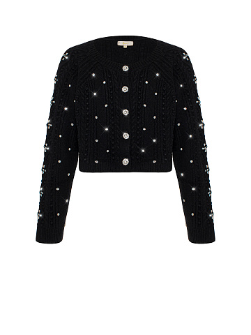 Black cashmere cardigan with rhinestones, 1