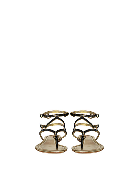 Black & Gold Leather Sandals, 2 Black & Gold Leather Sandals, 2