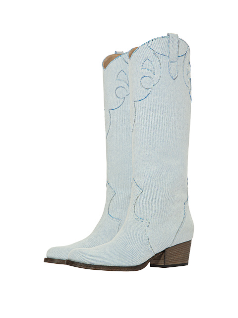 Light Blue Denim Cowboy Boots, 1 Light Blue Denim Cowboy Boots, 1