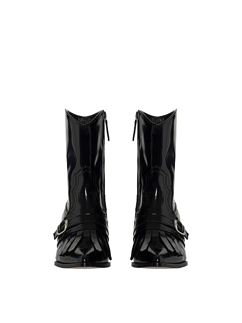 Black leather cowboy boots, 3