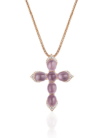 Cross pendant necklace with amethyst, 1