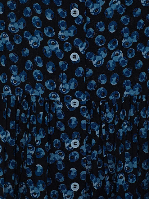 Girl's Blue Printed Lace Trim Dress, 4 Girl's Blue Printed Lace Trim Dress, 4