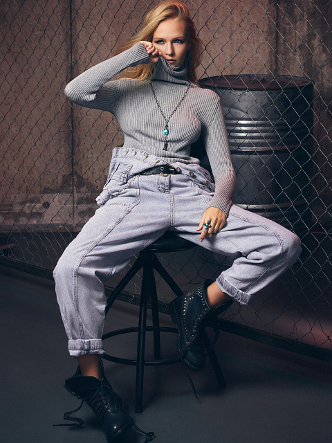 Light Grey Denim Jumpsuit, 5