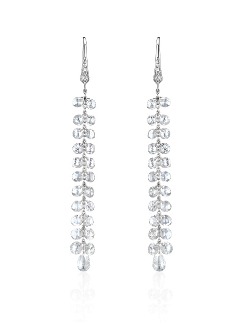 White gold earrings with fancy-cut diamonds, 1