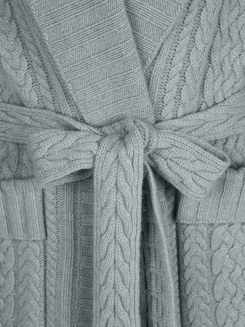 Grey Merino Wool & Cashmere Knitted Coat, 4