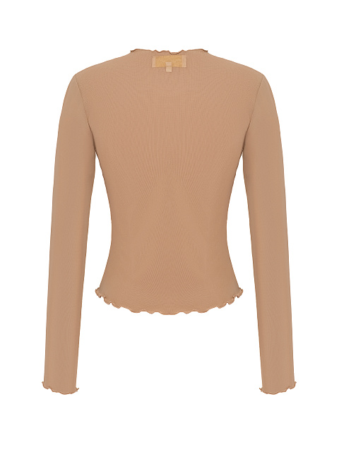 Beige Rhinestones Rose Mesh Longsleeve, 3