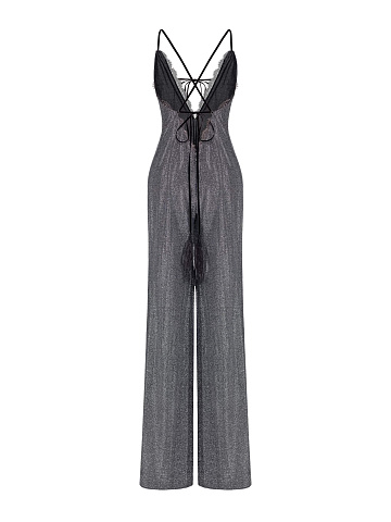 Black knitted jumpsuit with lurex, 2