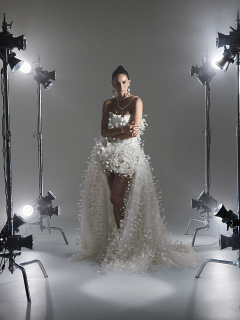 White Feather & Drape Tulle Dress, 7