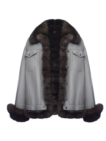 Grey Sable Fur Leather Jacket, 1