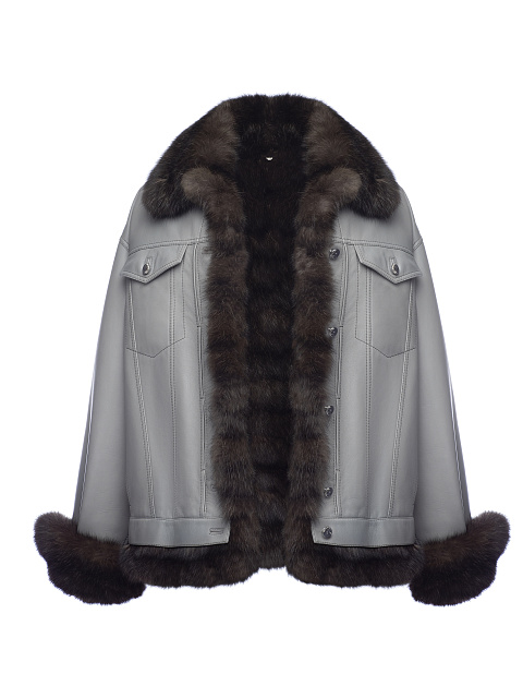 Grey Sable Fur Leather Jacket, 1 Grey Sable Fur Leather Jacket, 1