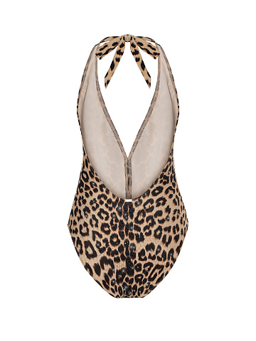 Leopard One Piece Halter Swimsuit, 2