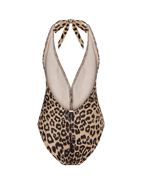 Leopard One Piece Halter Swimsuit, 2