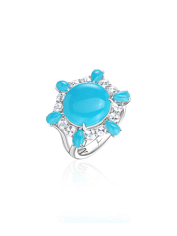 White gold ring with turquoise, 1