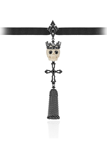 Black Gold, Black Diamonds & Mammoth Tusk Skull Pendant, 1