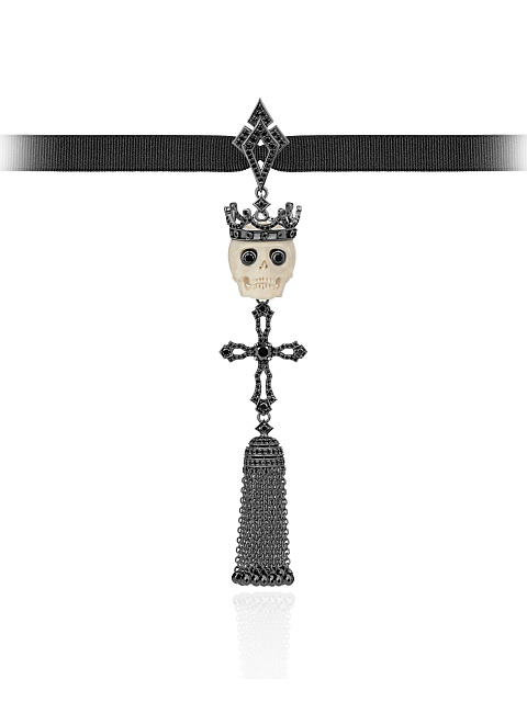 Black Gold, Black Diamonds & Mammoth Tusk Skull Pendant, 1