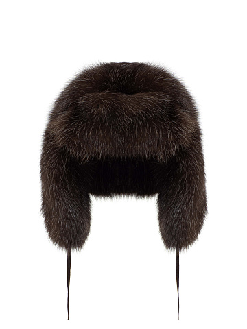Dark brown sable fur earflap hat, 1